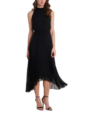 1.STATE Women's Sleeveless Pleated Halter Midi Dress