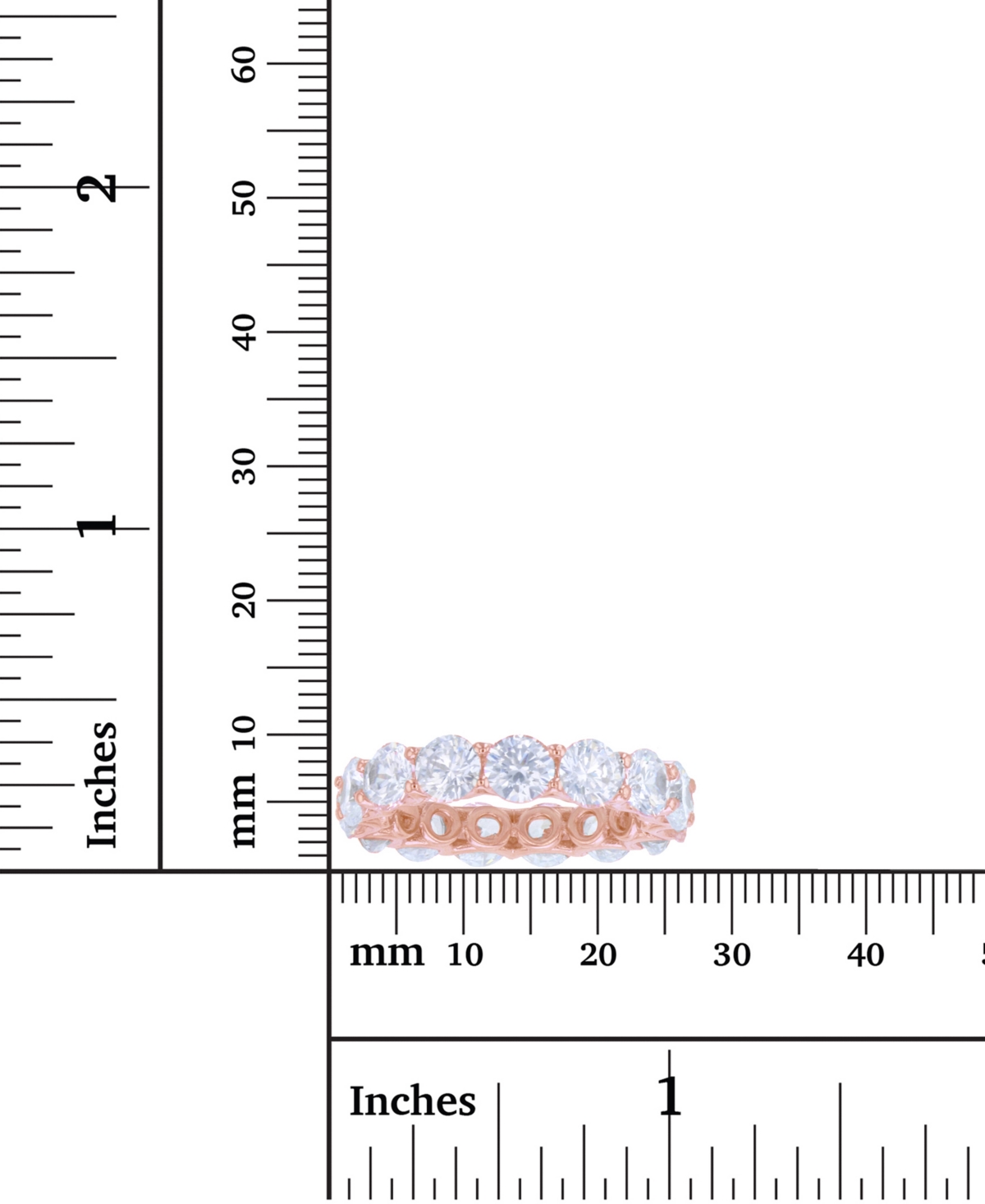 White Cubic Zirconias Eternity Band in 14k Rose Gold Plated Sterling Silver