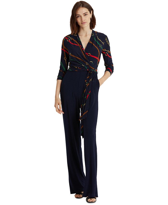 Lauren Ralph Lauren BeltingPrint Jersey Jumpsuit Macy's