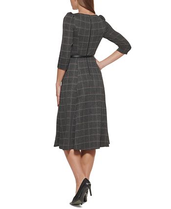 Calvin Klein Women's Puff Sleeve Midi Dress Blue Size 14W