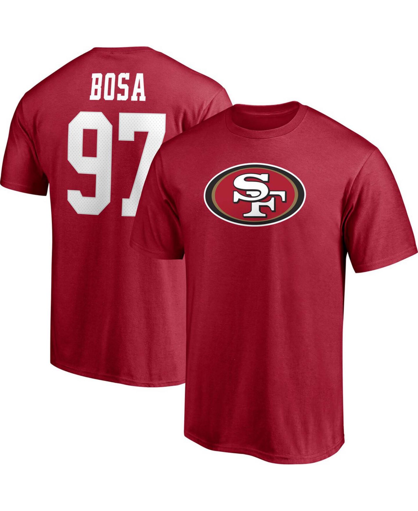 Мужская футболка Fanatics Nick Bosa Scarlet San Francisco 49ers Player Icon Name and Number — фото 1