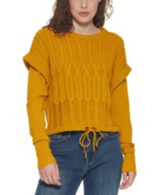 Cable-Knit Shoulder-Detail Sweater