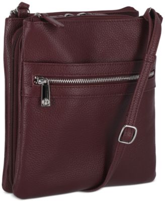 Triple-Zip Pebble Leather Dasher Crossbody, Exclusively at Macy's
