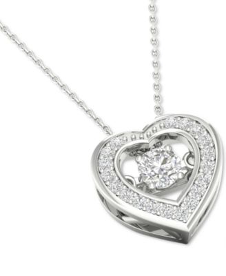Diamond Heart Halo 18" Pendant Necklace (1/4 ct. t.w.) in 10k White Gold