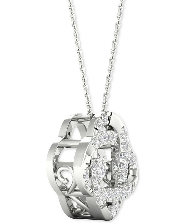 Twinkling Diamond Star - Diamond Interlocking Oval 18" Pendant Necklace (1/4 ct. t.w.) in 10k White Gold
