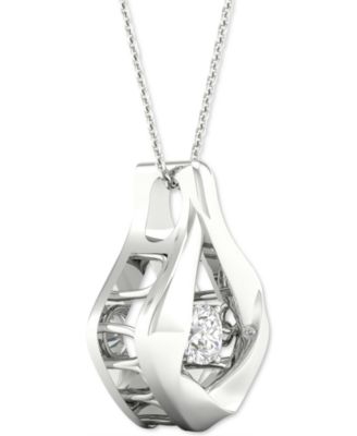 Diamond Framed Solitaire 18" Pendant Necklace (1/5 ct. t.w.) in 10k White Gold