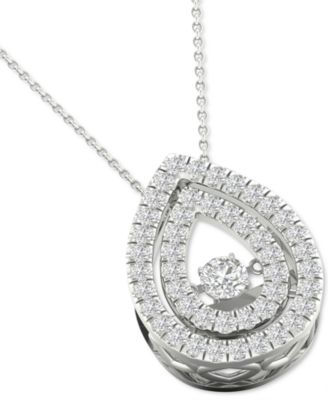 Diamond Double Teardrop Halo 18" Pendant Necklace (3/8 ct. t.w.) in 10k White Gold