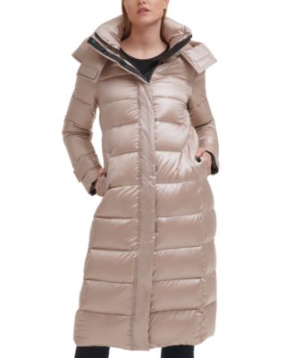 Women's Contrast Maxi Belted Down Puffer Coat