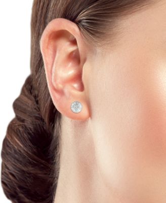 Cubic Zirconia Heart Disc Stud Earrings, Created for Macy's