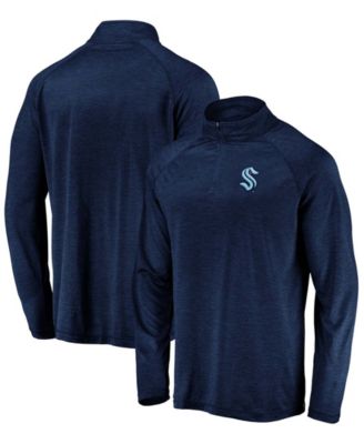 Fanatics Branded Men's Navy Seattle Kraken Primary Logo Quarter-Zip Pullover Fleece Jacket
