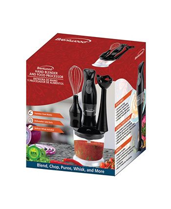 Brentwood Black 2-Speed Hand Blender & Food Processor with Balloon Whisk