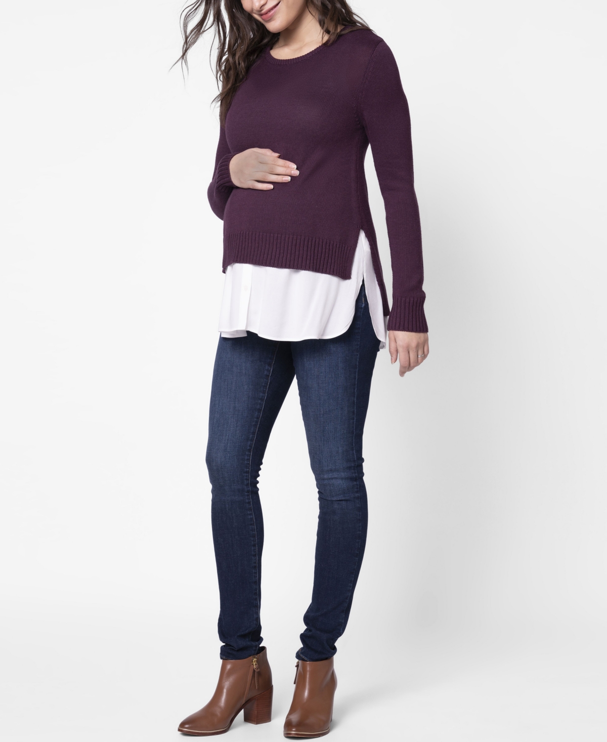 SERAPHINE WOMEN'S MOCK SHIRT MATERNITY NURSING SWEATER 