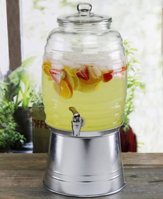 Oak Grove 2.5 Gallon Dispenser with Glass Lid and Galvanized Base