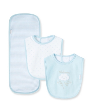 Little Me Kids' Baby Boys Welcome To The World Bib And Burp Set, 3 Piece Set In Blue