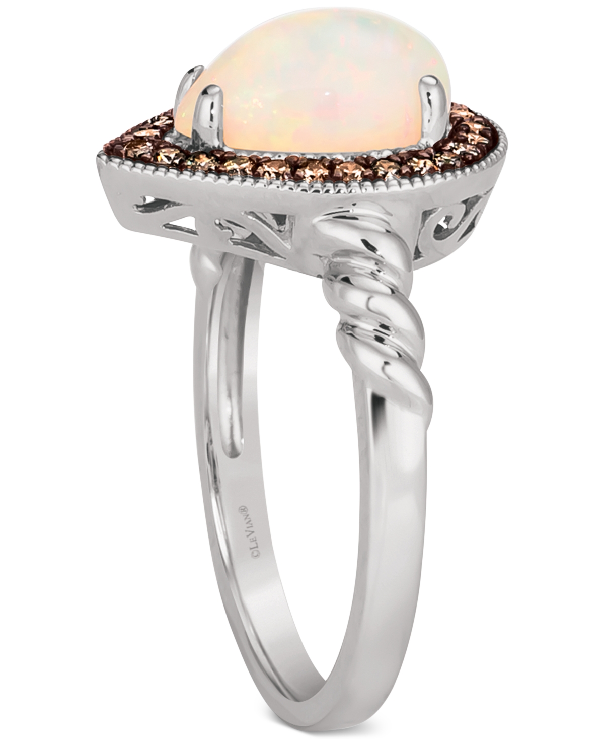 Le Vian Neopolitan(7/8 ct. t.w.) & Chocolate Diamond (1/5 ct. t.w.) Halo Ring in 14k White Gold - Opal