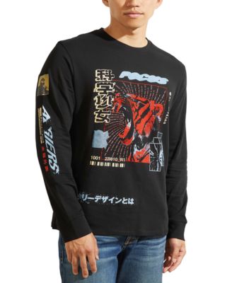 Men's Tiger Rays Japanese-Inspired Print Long-Sleeve T-Shirt