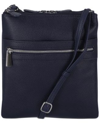 Triple-Zip Pebble Leather Dasher Crossbody, Exclusively at Macy's