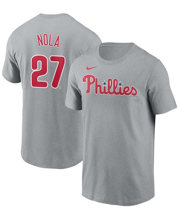 Men's Nike Aaron Nola Gray Philadelphia Phillies Name & Number T-Shirt