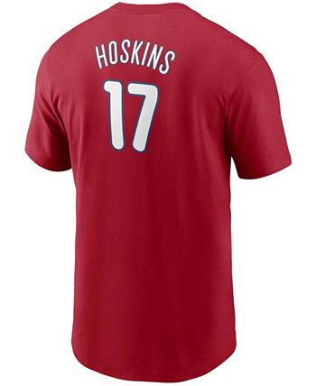 Men's Nike Rhys Hoskins Red Philadelphia Phillies Name & Number T-Shirt