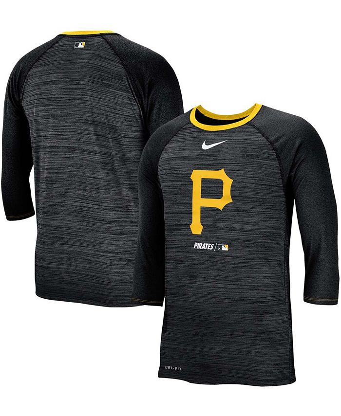 Nike Men's Black Pittsburgh Pirates Velocity 3/4th Sleeve Raglan T ...