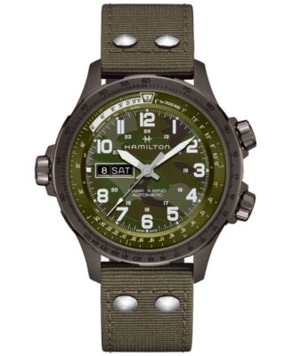 Hamilton - Men's Khaki Aviation X-Wind Green Textile Strap Watch 45mm