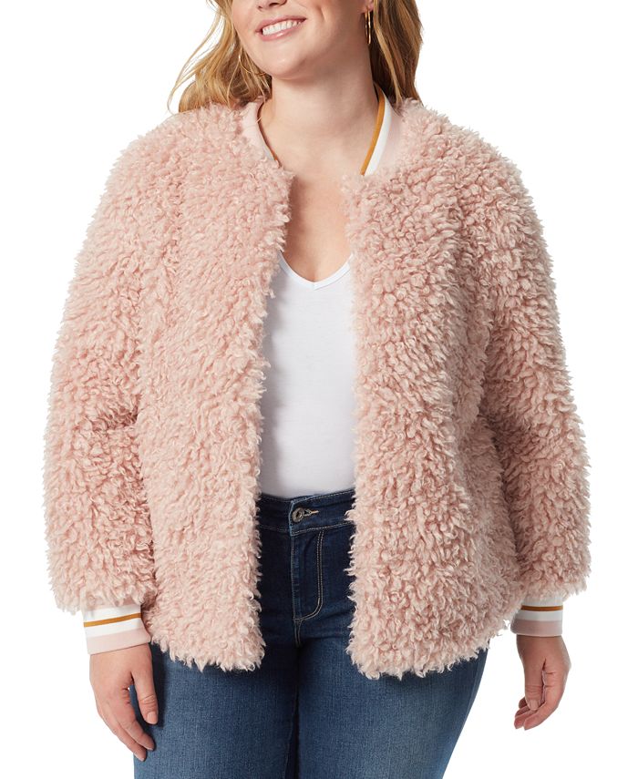 Jessica Simpson Trendy Plus Size Kataleya Faux-Fur Jacket - Macy's