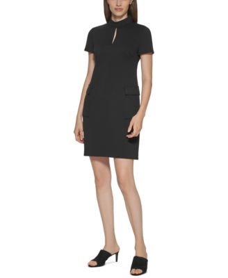 Calvin Klein - Mock-Neck Keyhole A-Line Dres