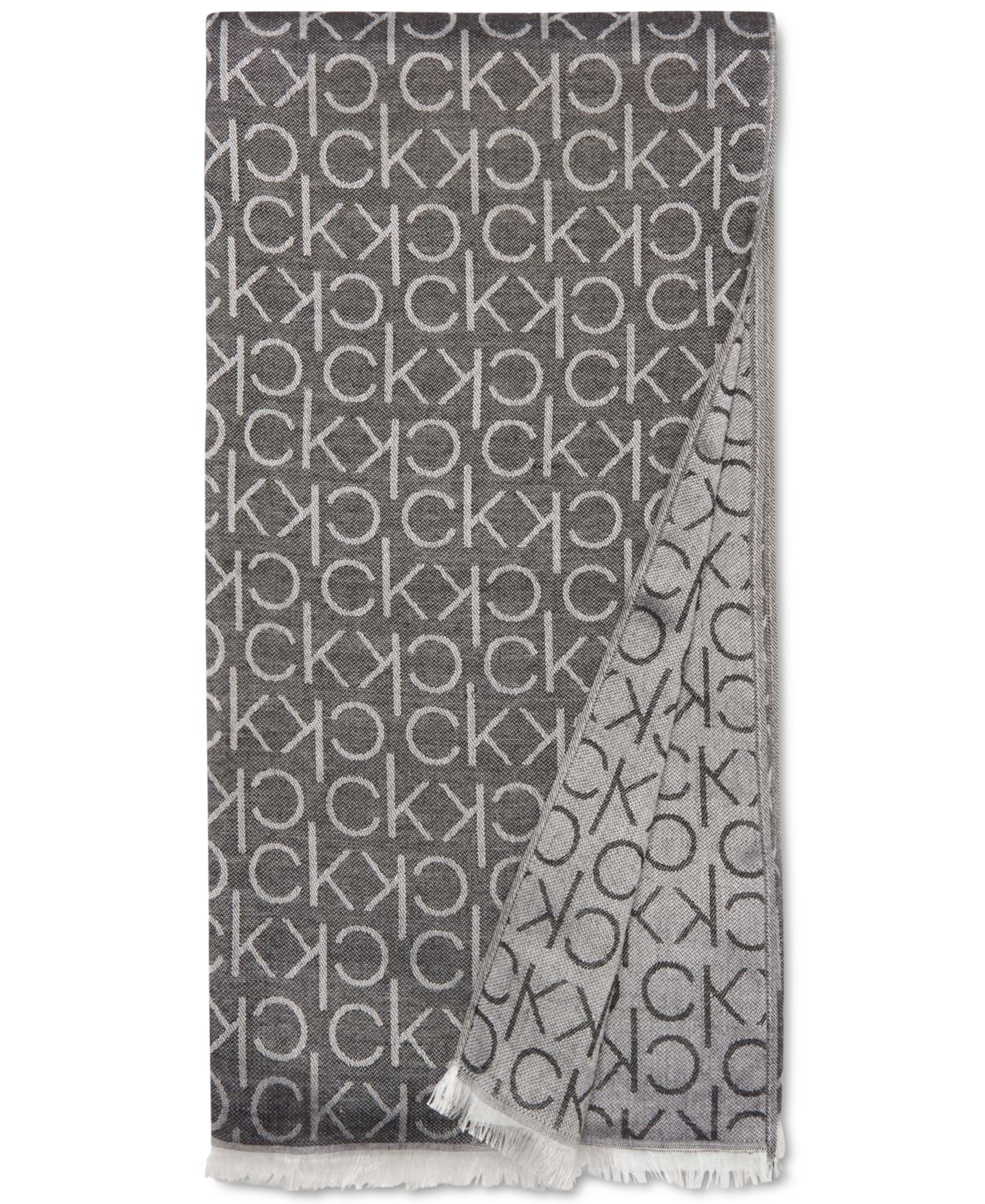 Женский шарф Calvin Klein Monogram CK Logo-Print Pashmina Wrap, цвет: Чёрный — фото 2