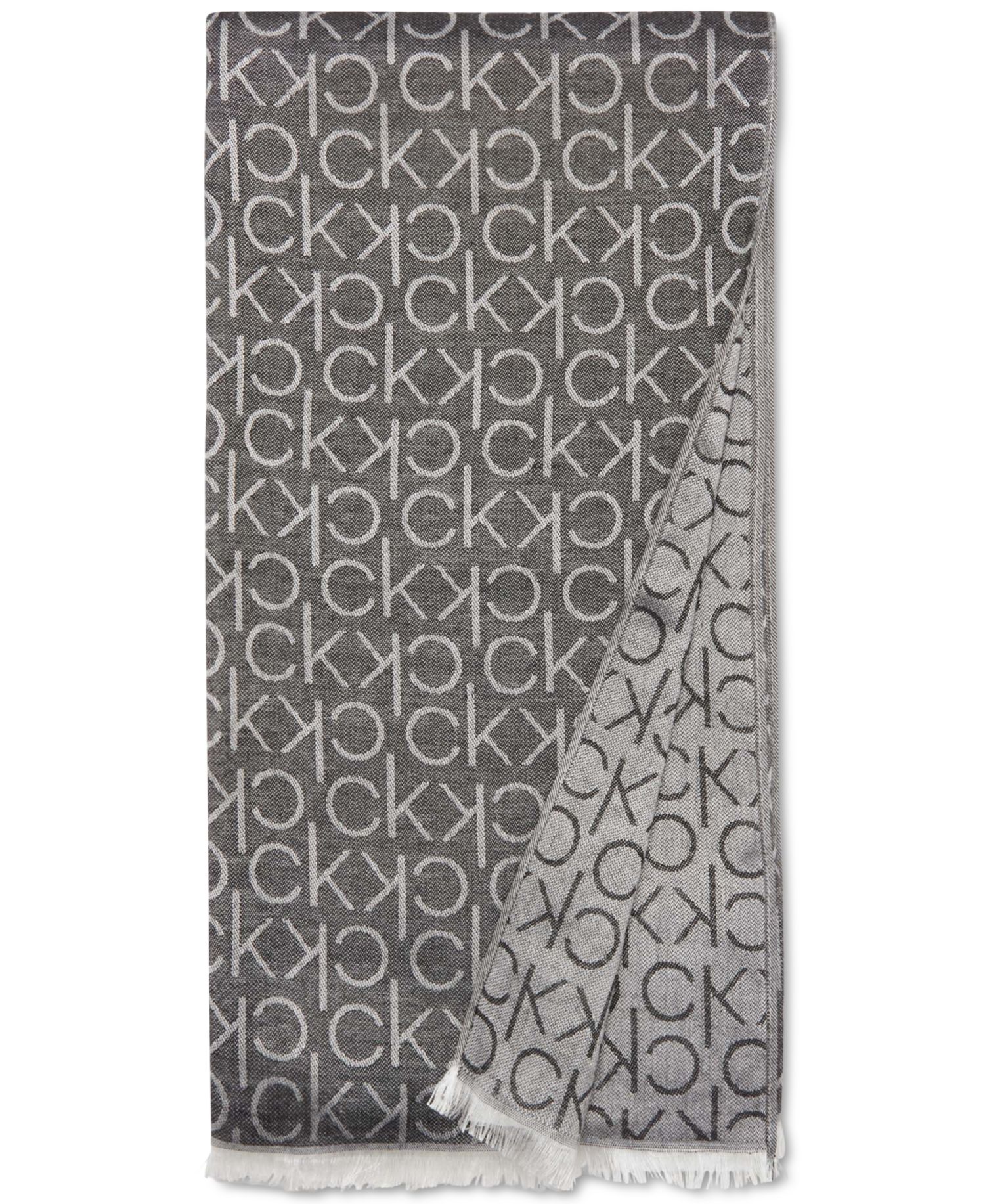 Monogram CK Logo-Print Pashmina Wrap Scarf