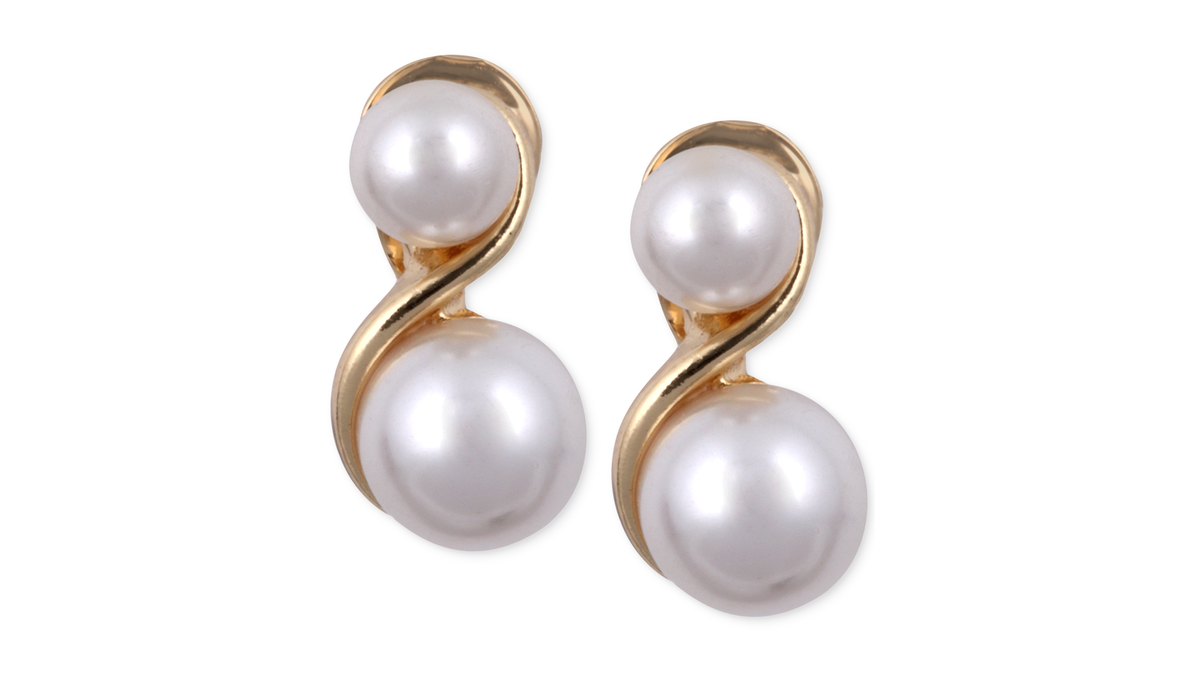 Anne Klein Gold-Tone Glass Pearl E-z Comfort Clip-On Earrings