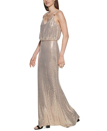 Calvin Klein Metallic Blouson Gown Macy s