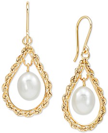 Cultured Freshwater Pearl (8-8-1/2mm) Drop Earrings in 10k Gold