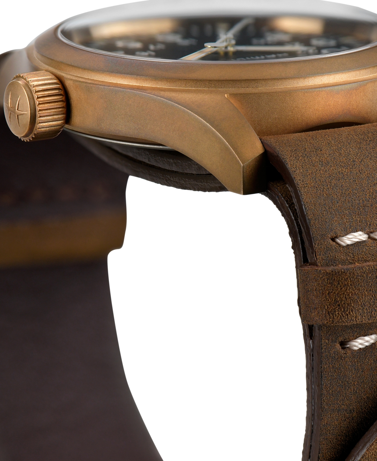 Shop Hamilton Men's Swiss Mechanical Khaki Field Brown Leather Strap Watch 38mm