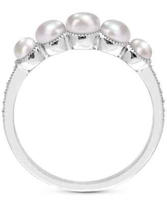 Cultured Freshwater Pearl (3-4-1/2mm) & Diamond Accent Ring in 14k White Gold