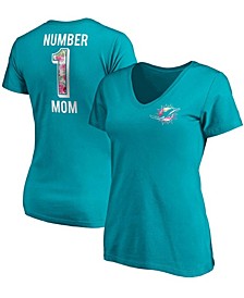 Women's Aqua Miami Dolphins Mother's Day V-Neck T-shirt