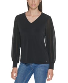 Chiffon Sleeve V-Neck Top