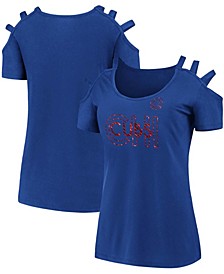 Women's Royal Chicago Cubs Three Strap Open Shoulder T-shirt