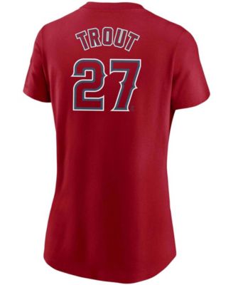 Women's Mike Trout Red Los Angeles Angels Name Number T-shirt