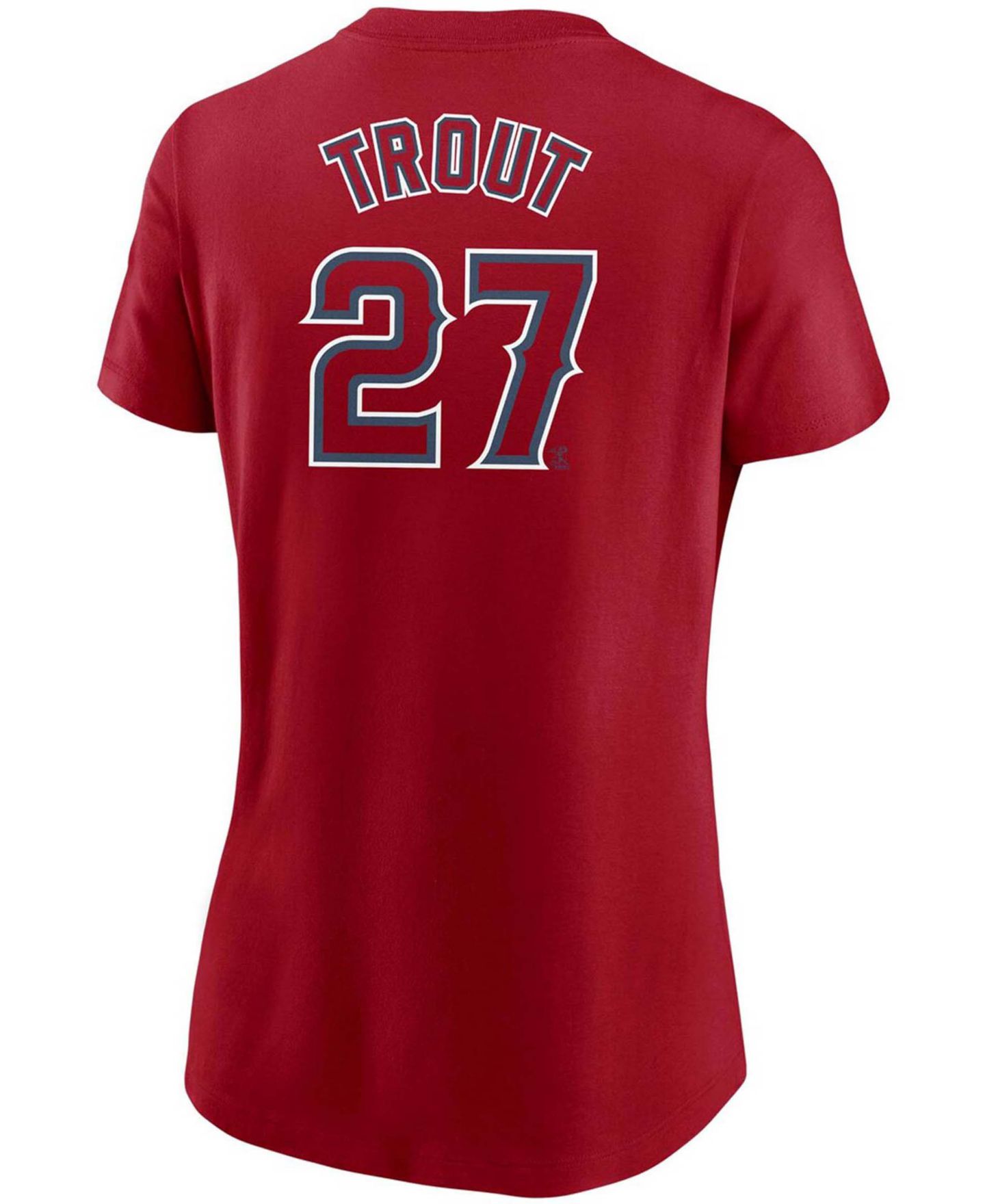 Женская футболка Nike Mike Trout Red Los Angeles Angels Name & Number — фото 3