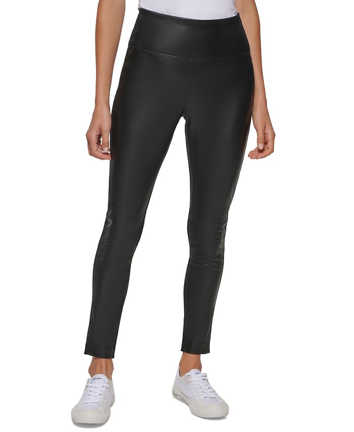 Calvin Klein Faux Leather Front Leggings & Reviews - Pants & Capris - Women  - Macy's