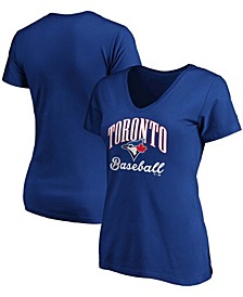 Women's Royal Toronto Blue Jays Victory Script V-Neck T-shirt