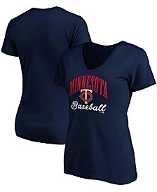 Women's Navy Minnesota Twins Victory Script V-Neck T-shirt