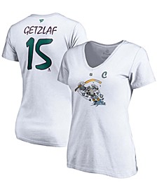 Women's Ryan Getzlaf White Anaheim Ducks 2020/21 Special Edition Authentic Stack Name Number V-Neck T-shirt