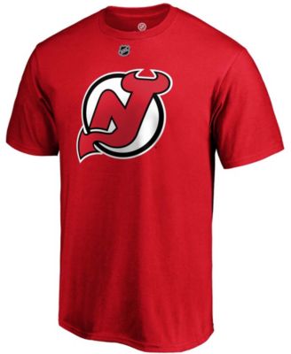 Men's Jack Hughes Red New Jersey Devils Authentic Stack Name and Number T-shirt
