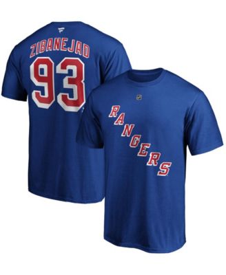 Men's Fanatics Branded Mika Zibanejad Blue New York Rangers Team Authentic Stack Name & Number T-Shirt