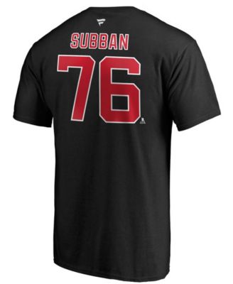Fanatics Men's P.K. Subban Black New Jersey Devils Authentic Stack Name and Number T-shirt