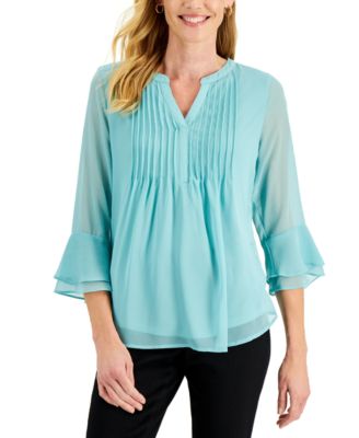 Charter Club - Pleated Sheer Blouse