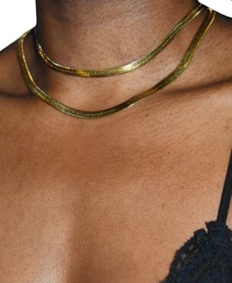 18k Gold Plated Anti-Tarnish Herringbone Necklace