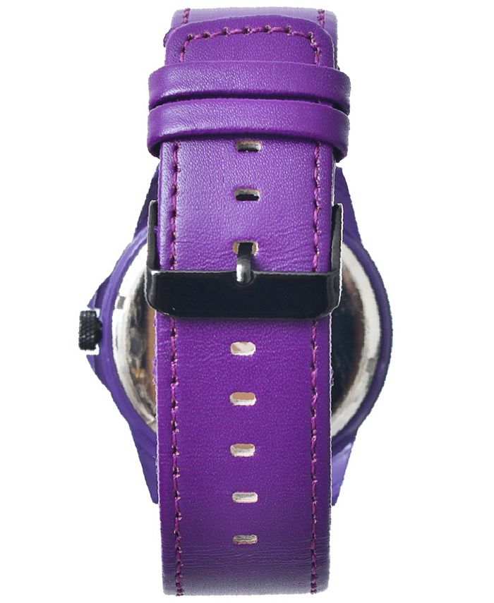 SPGBK Watches Unisex Britt Purple Leather Band Watch 44mm Macy's