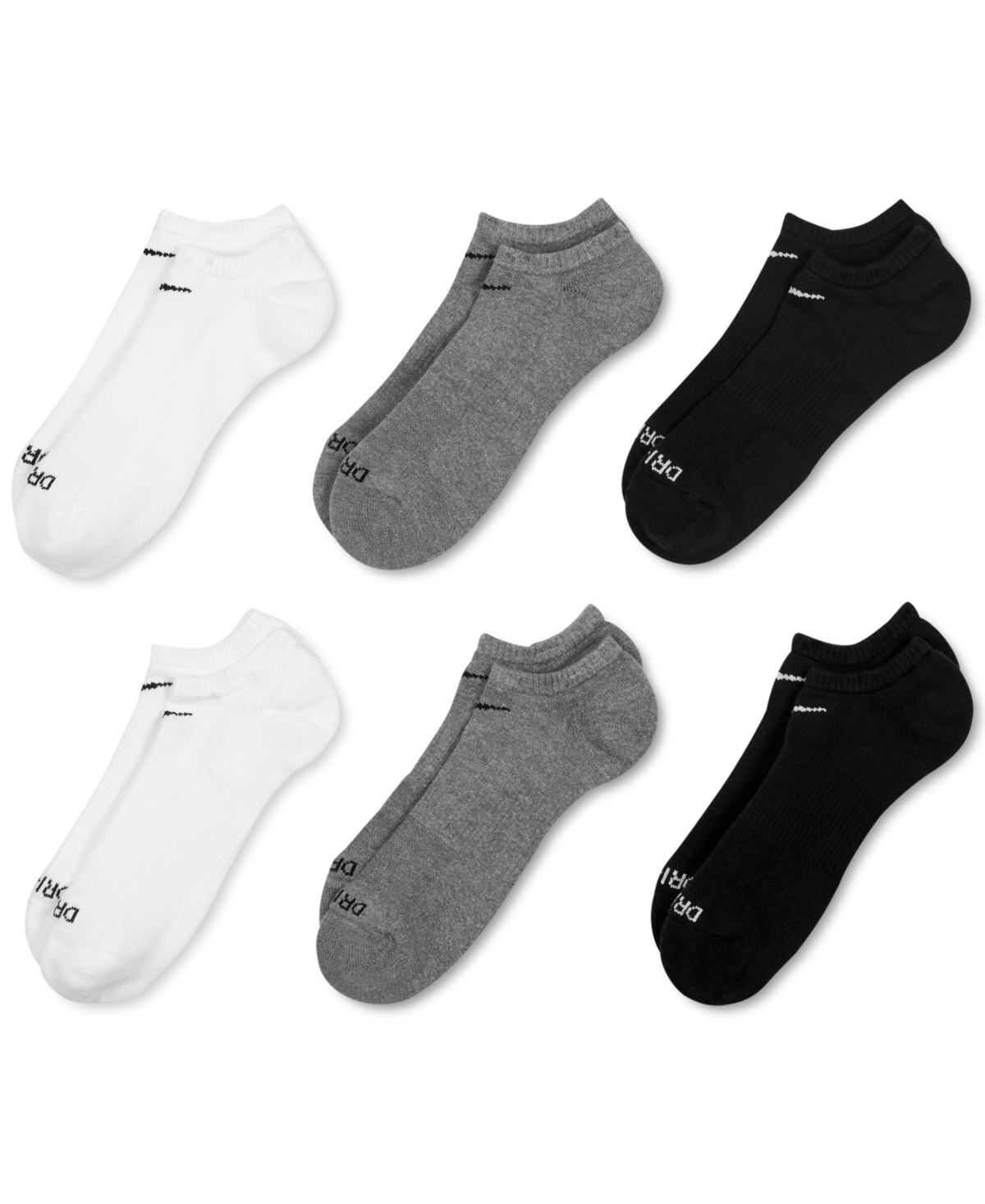 Nike Unisex Everyday Plus Cushioned Training No-show Socks 6 Pairs In Multi